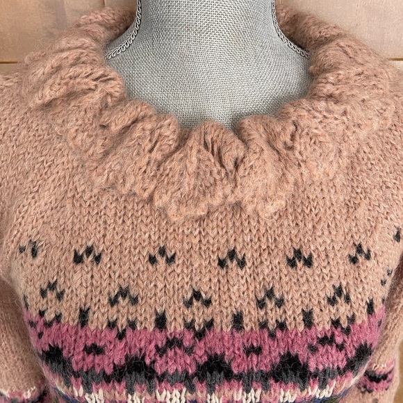 MOSCHINO Cheap & Chic Pink Mohair Blend Patterned Knit Sweater EUC Size 10 US - Picture 5 of 15